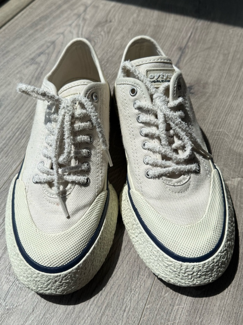 Eytys Worldwide Ivory Canvas Low-Top Sneakers